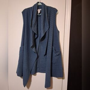 Le Moda Women's Blue Sleeveless Cardigan Sweater Size XL-XXL
